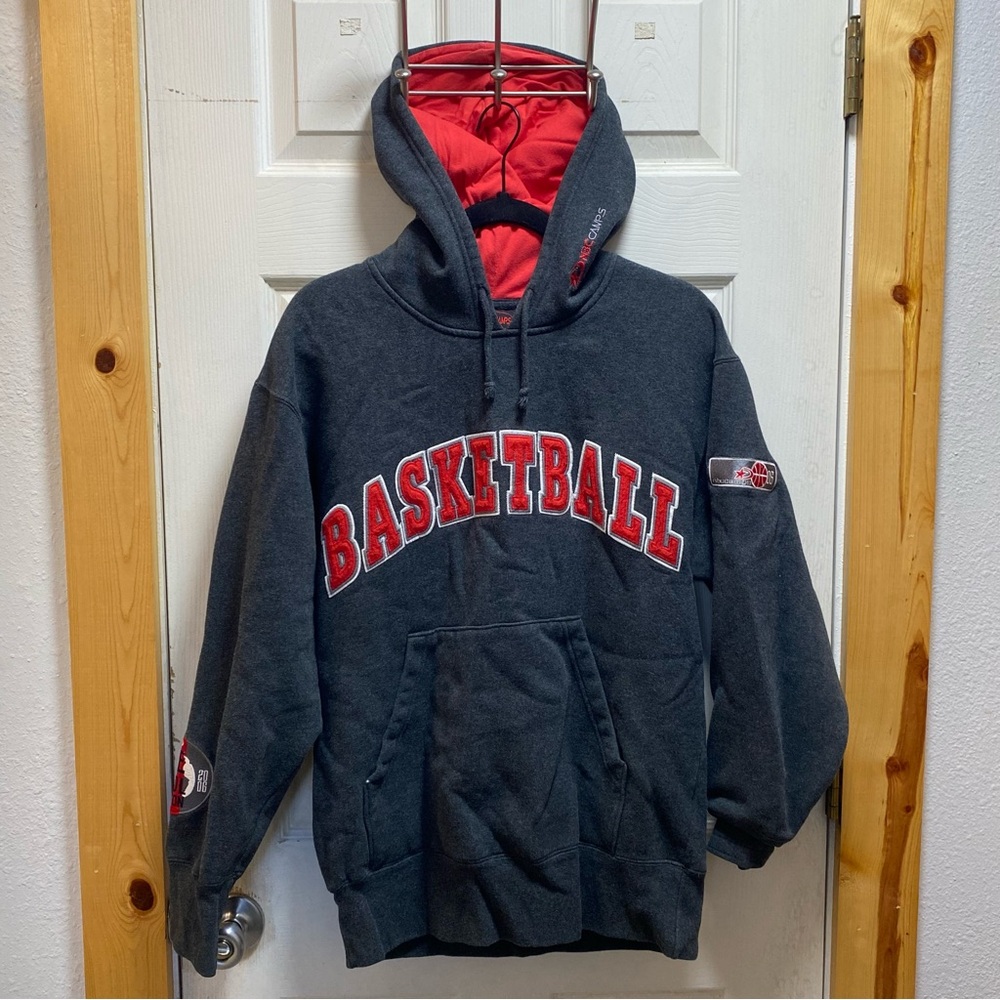 2006 NBC Camps Dark Gray and Red Embroidered Revolution Basketball Hoodie